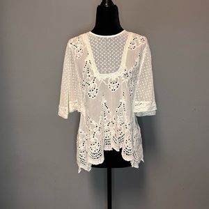 Zara Sheer Flowy Embroidered shirt